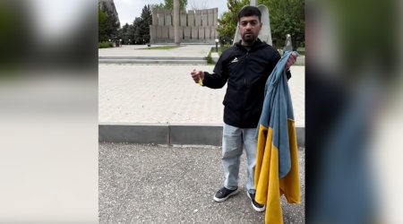 İrəvanda Ukrayna bayrağı yandırıldı - Video