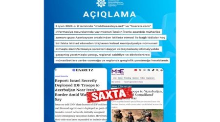MEDİA:İsrail-İran müharibəsində Azərbaycan ərazisindən istifadə ilə bağlı iddialar   manipulyasiyadır