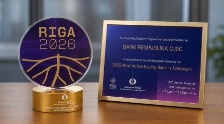 Bank Respublika has once again been named Azerbaijan&rsquo;s Most Active Issuing Bank by the EBRD