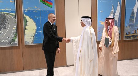 Əliyev Ərəb Koordinasiya Qrupunun rəhbərləri ilə görüşüb, su layihələri üzrə sənədlər imzalanıb