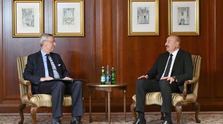 İlham Əliyev Almaniya İqtisadiyyatının Şərq Komitəsinin sədri Mixael Harms ilə görüşüb