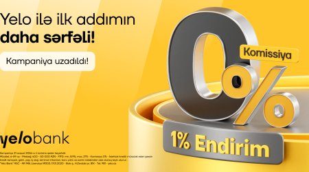 Yelo Bank-dan ilk kreditə özəl 1% endirim və 0% komissiya kampaniyası!
