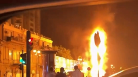 Bakıda sərnişin avtobusunda yanğın baş verib - Video