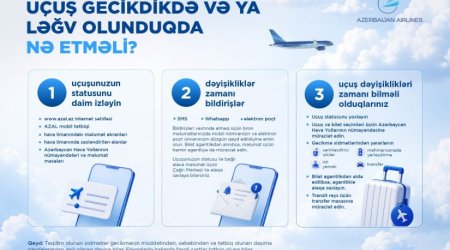 AZAL uçuşlarda gecikmə və ləğv hallarında sərnişinlərin nələrə diqqət etməli olduğunu açıqlayıb