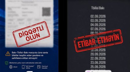 ADY Bakı-Tbilisi-Bakı qatarına saxta biletlərin satıldığı barədə xəbərdarlıq edib