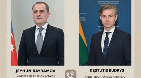 Bayramov litvalı həmkarı ilə regiondakı cari vəziyyəti və sülh prosesini müzakirə edib