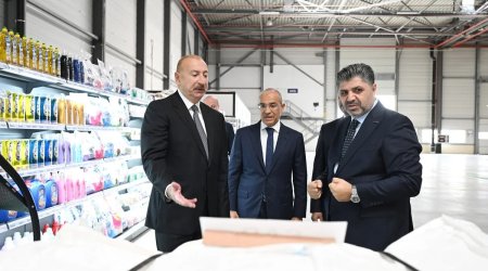 Əliyev Qaradağda kağız və gigiyenik məhsullar müəssisəsinin açılışında iştirak edib