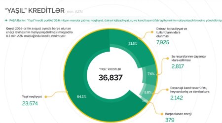 PAŞA Bankın &ldquo;yaşıl&rdquo; kredit portfeli 36,8 milyon manata çatıb