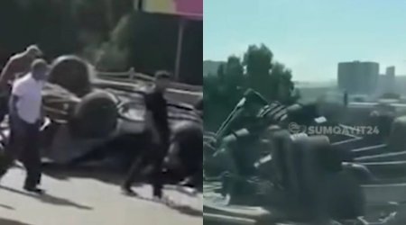 Bakı-Sumqayıt yolunda qəza - Avtomobillər aşıb