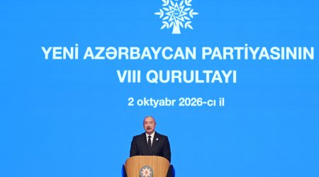 Bakıda YAP-ın VIII Qurultayı keçirilir - Prezident çıxış edir