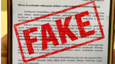 Səhiyyə Nazirliyinin adından yayılan hicabla bağlı məktubun saxta olduğu bildirilib