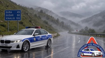 Дорожная полиция Азербайджана призвала водителей к осторожности из-за непогоды