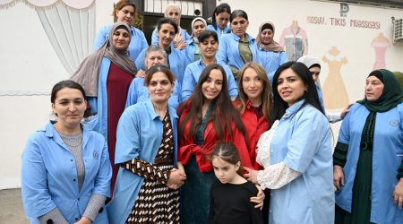 Prezidentin qızı və gəlini Şamaxıda sosial tikiş müəssisəsində