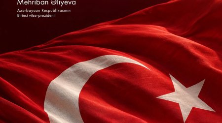 Mehriban Əliyeva Türkiyəni Cümhuriyyət Bayramı münasibətilə təbrik edib