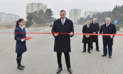 İlham Əliyev avtomobil yolunun açılışında iştirak edib