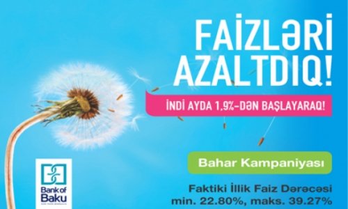 “Bank of Baku”-dan Bahar kampaniyası: “Faizləri azaltdıq!”