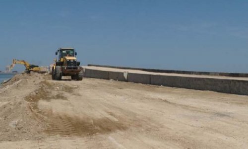 Продолжаются работы по строительству моста, который соединит остров Пираллахи с Баку -ФОТО