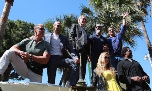 Action heroes invade Cannes on tanks