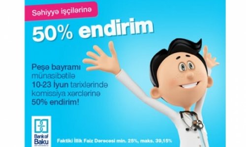 “Bank of Baku”-dan tibb işçilərinə kredit güzəşti: Komissiya xərclərinə 50% endirim!