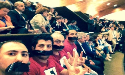 Activists protest Aliyev's PACE speech