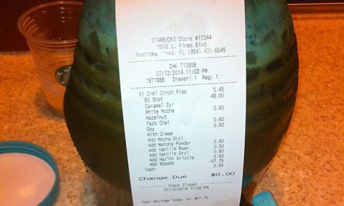 Most expensive Starbucks drink ever with $60.58 Frappucino - PHOTO