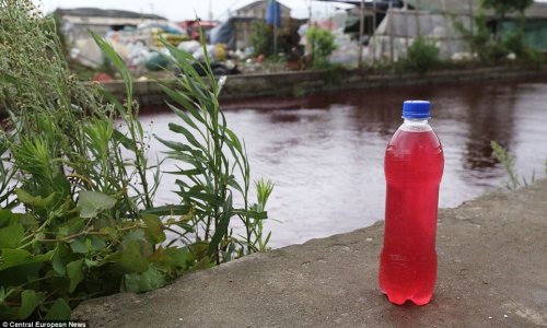 Villagers baffled as river suddenly turns colour of blood overnight - PHOTO