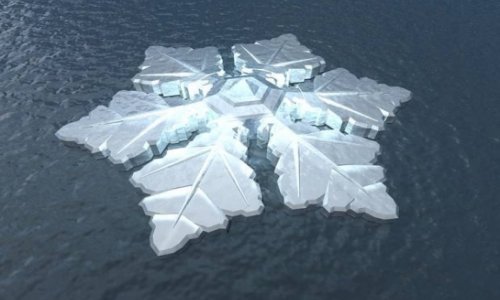 Floating glass snowflake hotel