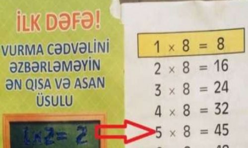 Vurma cədvəli kitabında biabırçı səhv