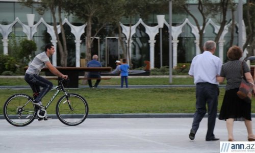 Cyclists on Baku streets - PHOTO