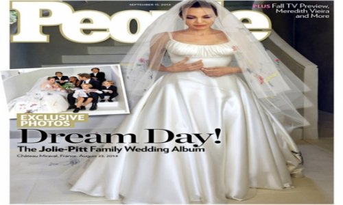 Jolie's wedding dress revealed on the cover of People Magazine