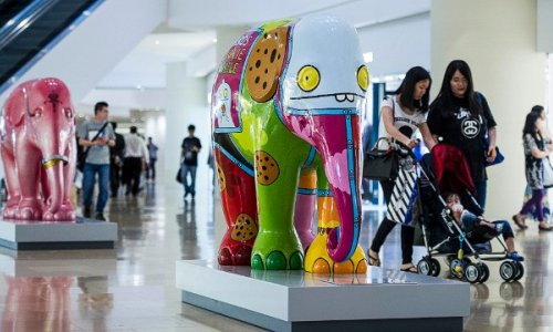 Elephants take over Hong Kong malls - PHOTO