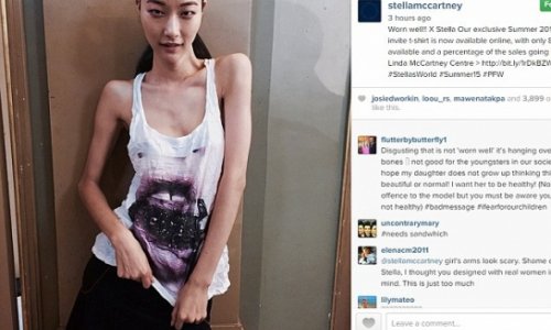 Skeleton-chic model as hundreds of fans are 'disgusted' by designer's Instagram snap - VIDEO