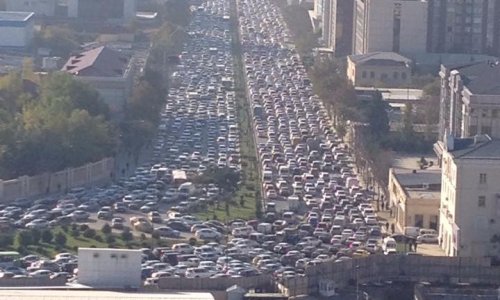 Bakıda görünməmiş tıxac - FOTOLAR