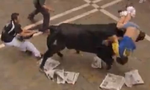 Three gored at Pamplona bull fighting festival - VIDEO