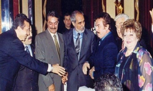 Azeri ex-president Elcibay at wedding party with Erdogan