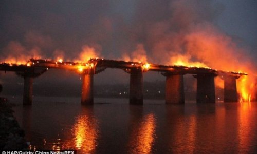 Longest covered bridge in Asia is destroyed after massive fire