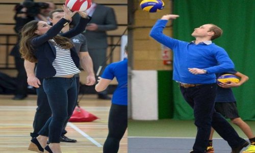 Prince William has none of Kate's volleyball skills