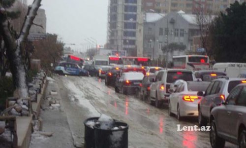 Three buses go down in Baku - PHOTO