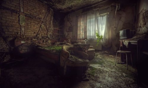 Beds covered in moss, rubble strewn floors, crumbling German hotel left to rot - PHOTO