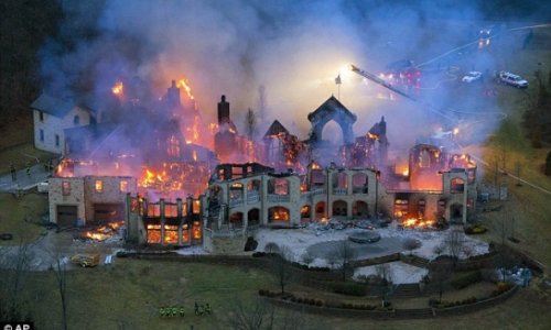 $4m medieval-style dream mansion burns to the ground - PHOTO