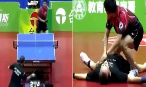 Surely the most hilarious and bizarre table tennis match ever