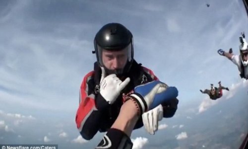 Skydiver plummets to the ground unconscious - VIDEO