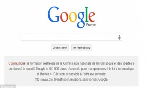 Google forced to advertise £125,000 fine on its French homepage
