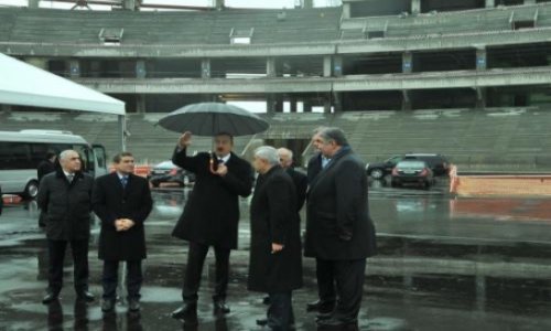 Aliyev visits Olympics Stadium under construction in Baku