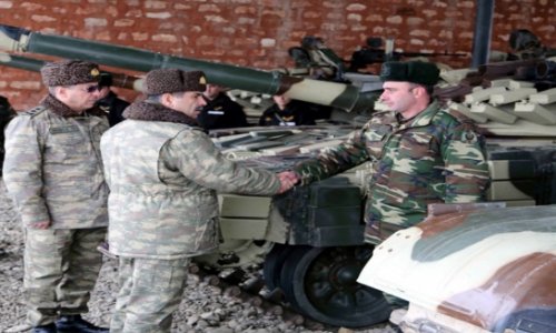 Azeri defense minister visits military units near Karabakh