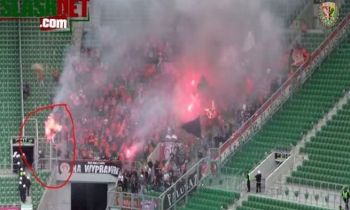 Security officer turns Zaglebie Lubin fan into human fireball - PHOTO+VIDEO