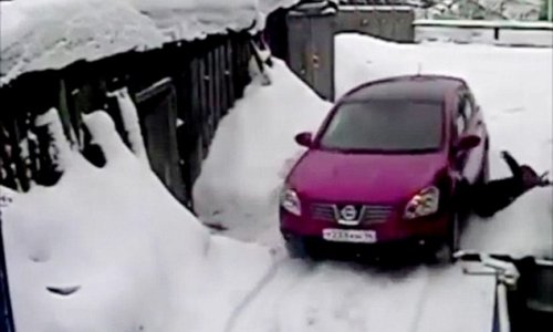 Russian woman repeatedly runs over her elderly neighbor