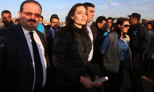 Angelina Jolie meets ISIS victims at refugee camp