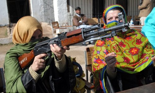 Women trained to use Kalashnikovs and handguns… to defend their CLASSROOMS