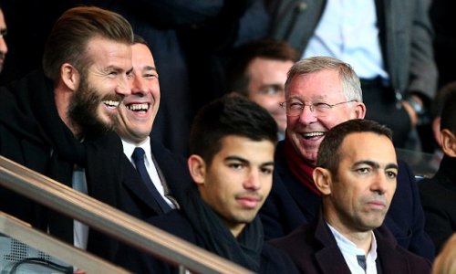 David Beckham and Sir Alex Ferguson among the crowd